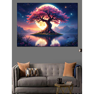 Büyülü Renkli Ağaç Dekoratif Kanvas - Mdf Ahşap Tablo 35x50 cm