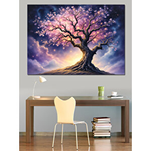 Büyülü Ağaç Manzarası Dekoratif Kanvas - Mdf Ahşap Tablo 70x100 cm