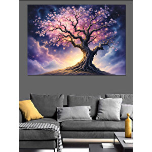 Büyülü Ağaç Manzarası Dekoratif Kanvas - Mdf Ahşap Tablo 70x100 cm