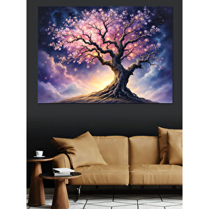 Büyülü Ağaç Manzarası Dekoratif Kanvas - Mdf Ahşap Tablo 70x100 cm