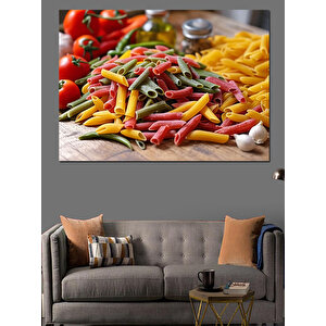 Lezzetli Renkli Makarna Dekoratif Kanvas - Mdf Ahşap Tablo 100x140 cm
