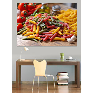 Lezzetli Renkli Makarna Dekoratif Kanvas - Mdf Ahşap Tablo 100x140 cm