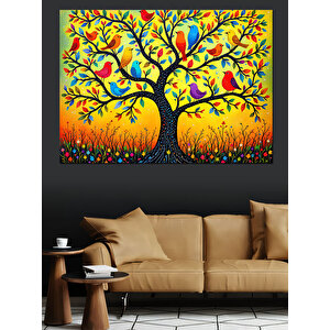Renkli Soyut Ağaç Sanatı Dekoratif Kanvas - Mdf Ahşap Tablo 100x140 cm