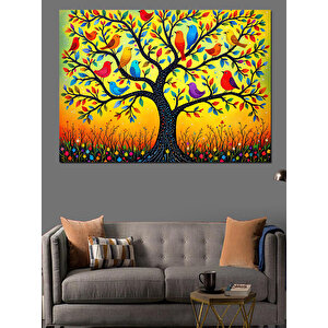 Renkli Soyut Ağaç Sanatı Dekoratif Kanvas - Mdf Ahşap Tablo 100x140 cm