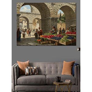 Kemerde Meyve Tezgahı Hareketi Dekoratif Kanvas - Mdf Ahşap Tablo