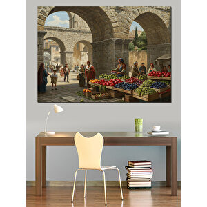 Kemerde Meyve Tezgahı Hareketi Dekoratif Kanvas - Mdf Ahşap Tablo