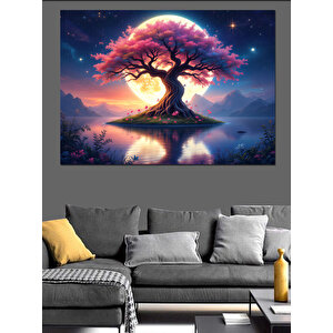 Büyülü Renkli Ağaç Dekoratif Kanvas - Mdf Ahşap Tablo