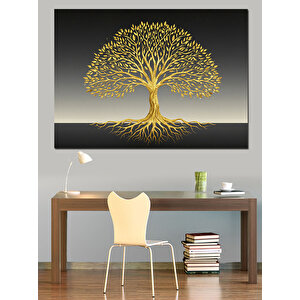 Kökleriyle Parlayan Hayat Ağacı Dekoratif Kanvas - Mdf Ahşap Tablo 100x140 cm