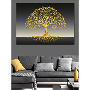 Kökleriyle Parlayan Hayat Ağacı Dekoratif Kanvas - Mdf Ahşap Tablo 100x140 cm