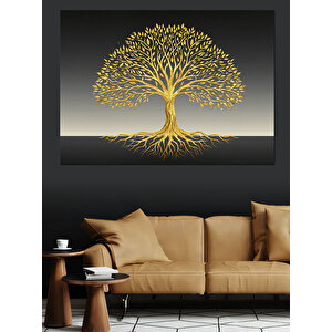 Kökleriyle Parlayan Hayat Ağacı Dekoratif Kanvas - Mdf Ahşap Tablo 100x140 cm