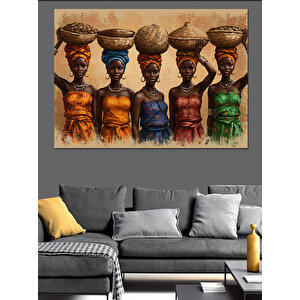 Renkli Afrika Kadınları Dekoratif Kanvas - Mdf Ahşap Tablo