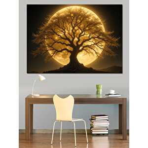 Altın Sarısı Büyülü Ağaç Dekoratif Kanvas - Mdf Ahşap Tablo