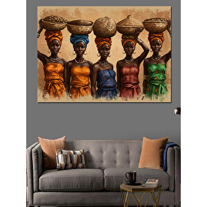 Renkli Afrika Kadınları Dekoratif Kanvas - Mdf Ahşap Tablo 50x70 cm