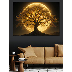 Altın Sarısı Büyülü Ağaç Dekoratif Kanvas - Mdf Ahşap Tablo 35x50 cm
