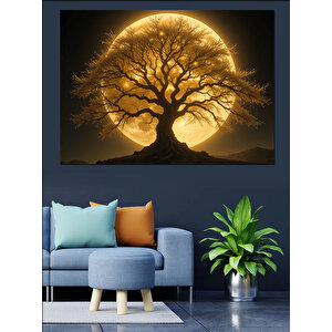 Altın Sarısı Büyülü Ağaç Dekoratif Kanvas - Mdf Ahşap Tablo 35x50 cm