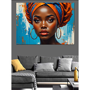 Renkli Küpeli Kadın Dekoratif Kanvas - Mdf Ahşap Tablo 35x50 cm