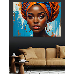 Renkli Küpeli Kadın Dekoratif Kanvas - Mdf Ahşap Tablo 35x50 cm