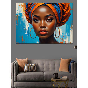 Renkli Küpeli Kadın Dekoratif Kanvas - Mdf Ahşap Tablo
