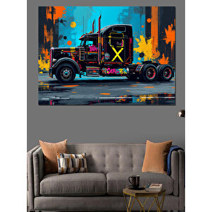Grafitili Renkli Tır Dekoratif Kanvas - Mdf Ahşap Tablo 35x50 cm