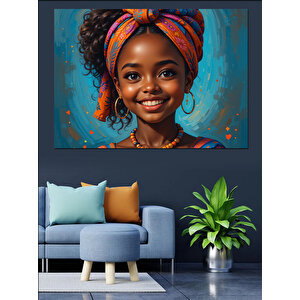 Renkli Afrika Güzeli Dekoratif Kanvas - Mdf Ahşap Tablo