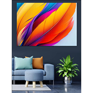 Soyut Renkli Tüyler Dekoratif Kanvas - Mdf Ahşap Tablo
