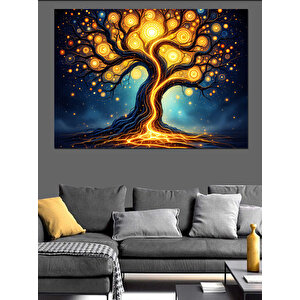 Büyülü Altın Ağaç Dekoratif Kanvas - Mdf Ahşap Tablo 70x100 cm