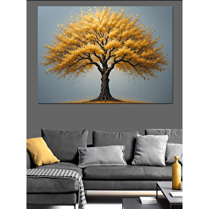 Altın Sarısı Büyük Ağaç Dekoratif Kanvas - Mdf Ahşap Tablo 35x50 cm