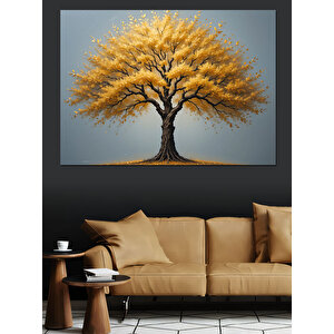 Altın Sarısı Büyük Ağaç Dekoratif Kanvas - Mdf Ahşap Tablo 35x50 cm
