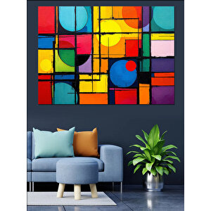 Soyut Renkli Sanat Dekoratif Kanvas - Mdf Ahşap Tablo 50x70 cm