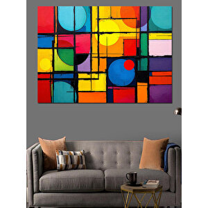 Soyut Renkli Sanat Dekoratif Kanvas - Mdf Ahşap Tablo 50x70 cm