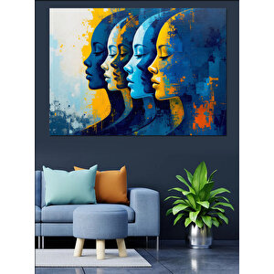Renkli Kadın Silüetleri Dekoratif Kanvas - Mdf Ahşap Tablo 70x100 cm