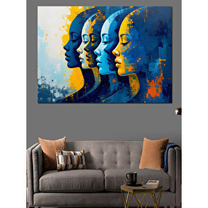 Renkli Kadın Silüetleri Dekoratif Kanvas - Mdf Ahşap Tablo 70x100 cm