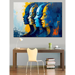 Renkli Kadın Silüetleri Dekoratif Kanvas - Mdf Ahşap Tablo 70x100 cm