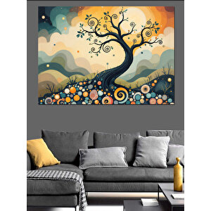 Soyut Ağaç Sarmal Gölge Dekoratif Kanvas - Mdf Ahşap Tablo 100x140 cm