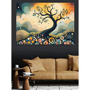 Soyut Ağaç Sarmal Gölge Dekoratif Kanvas - Mdf Ahşap Tablo 100x140 cm