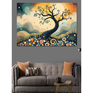 Soyut Ağaç Sarmal Gölge Dekoratif Kanvas - Mdf Ahşap Tablo