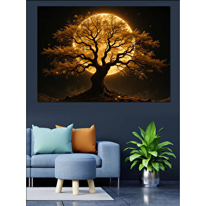 Altın Sarısı Büyülü Ağaç Dekoratif Kanvas - Mdf Ahşap Tablo 70x100 cm