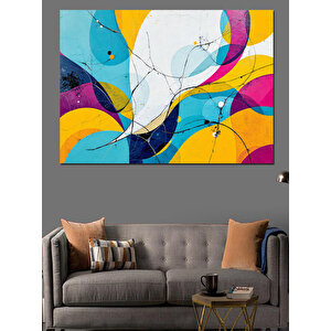 Soyut Renkli Desenler Dekoratif Kanvas - Mdf Ahşap Tablo 100x140 cm