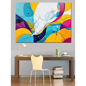 Soyut Renkli Desenler Dekoratif Kanvas - Mdf Ahşap Tablo 100x140 cm