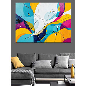 Soyut Renkli Desenler Dekoratif Kanvas - Mdf Ahşap Tablo 100x140 cm