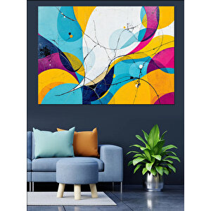 Soyut Renkli Desenler Dekoratif Kanvas - Mdf Ahşap Tablo