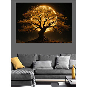Altın Sarısı Büyülü Ağaç Dekoratif Kanvas - Mdf Ahşap Tablo 25x35 cm