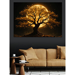 Altın Sarısı Büyülü Ağaç Dekoratif Kanvas - Mdf Ahşap Tablo 35x50 cm