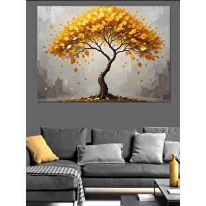 Altın Sarısı Ağaç Dekoratif Kanvas - Mdf Ahşap Tablo