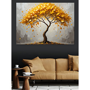 Altın Sarısı Ağaç Dekoratif Kanvas - Mdf Ahşap Tablo