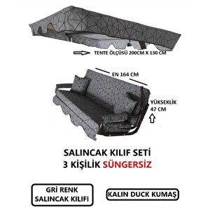 3 Kişilik Lüks Salıncak Kılıf Seti Süngersiz Gri Örümcek Desen 167x47