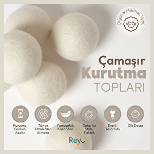 Yün Çamaşır Kurutma Makinası Topu 3 Adet Xl %100 Organik