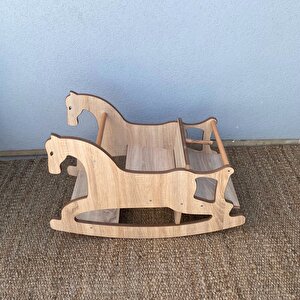 3in1 Montessori Sallanan At, Mama Sandalyesi, Aktivite Masası %100 Mdf