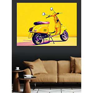 Sarı Klasik Vespa Dekoratif Kanvas - Mdf Ahşap Tablo