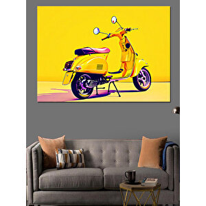 Sarı Klasik Vespa Dekoratif Kanvas - Mdf Ahşap Tablo 70x100 cm